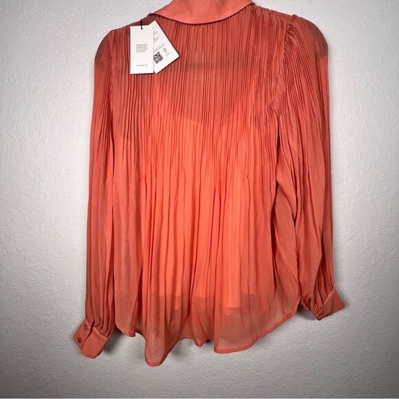 7 for all mankind NWT sheer long sleeve button down top with cami 🌺 XS - Picture 2 of 6
